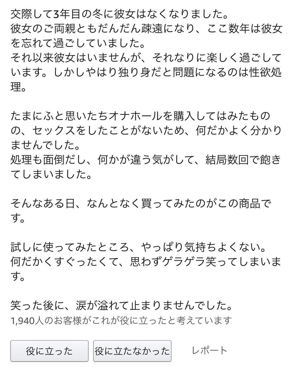 オナホのレビューで泣きそうになった 