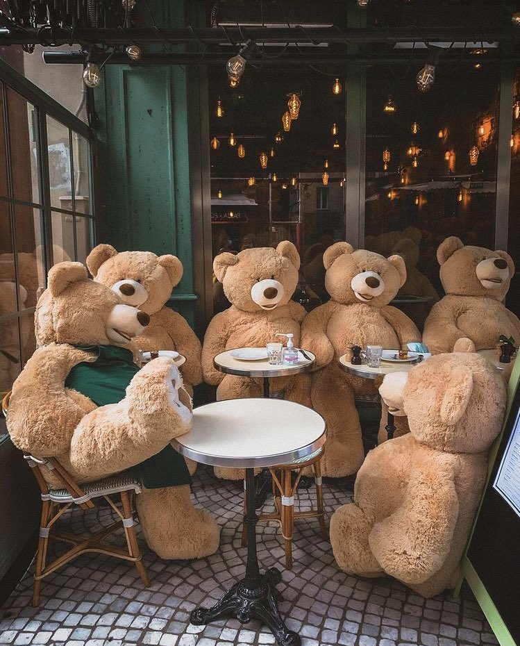 フランスのあるお店、コロナ対策としてテディベアをたくさん置いてるの可愛すぎる 