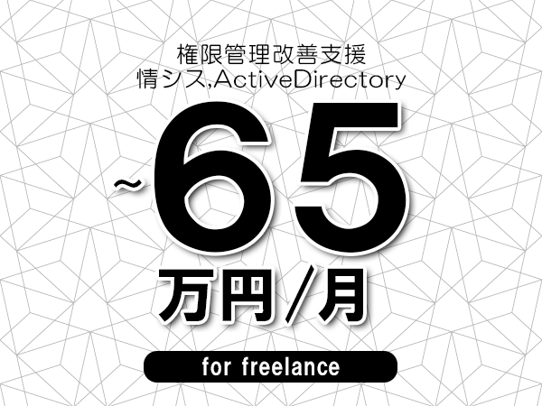 【55～65万円／フリーランス】＜情シス,ActiveDirectory/権限管理改善支援＞◆完全週休2日制　◆年間休日120日以上　◆出張費用別途支給
