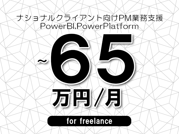 【50～65万円／フリーランス】＜PowerBI,PowerPlatform/ナショナルクライアント向けPM業務支援＞◆完全週休2日制　◆年間休日120日以上　◆出張費用別途支給