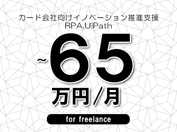 【55～65万円／フリーランス】＜RPA,UiPath/カード会社向けイノベーション推進支援＞◆完全週休2日制　◆年間休日120日以上　◆出張費用別途支給