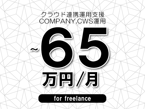 【53～65万円／フリーランス】＜COMPANY,CWS運用/クラウド連携運用支援＞◆完全週休2日制　◆年間休日120日以上　◆出張費用別途支給