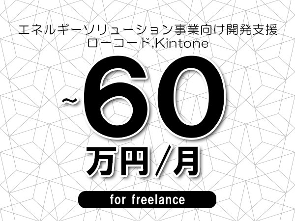 【50～60万円／フリーランス】＜ローコード,Kintone/エネルギーソリューション事業向け開発支援＞◆完全週休2日制　◆年間休日120日以上　◆出張費用別途支給