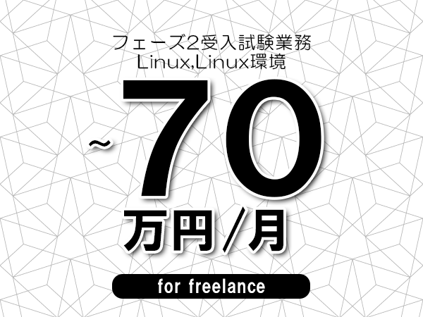 【60～70万円／フリーランス】＜Linux,Linux環境/フェーズ2受入試験業務＞◆完全週休2日制　◆年間休日120日以上　◆出張費用別途支給