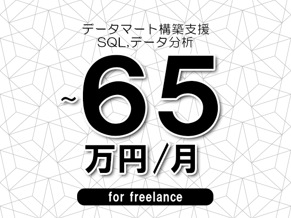 【55～65万円／フリーランス】＜SQL,データ分析/データマート構築支援＞◆完全週休2日制　◆年間休日120日以上　◆出張費用別途支給