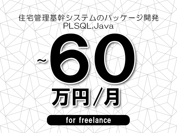 【45～60万円／フリーランス】＜PLSQL,Java/住宅管理基幹システムのパッケージ開発＞◆完全週休2日制　◆年間休日120日以上　◆出張費用別途支給