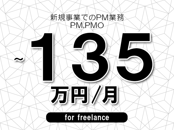 【120～135万円／フリーランス】＜PM,PMO/新規事業でのPM業務＞◆完全週休2日制　◆年間休日120日以上　◆出張費用別途支給