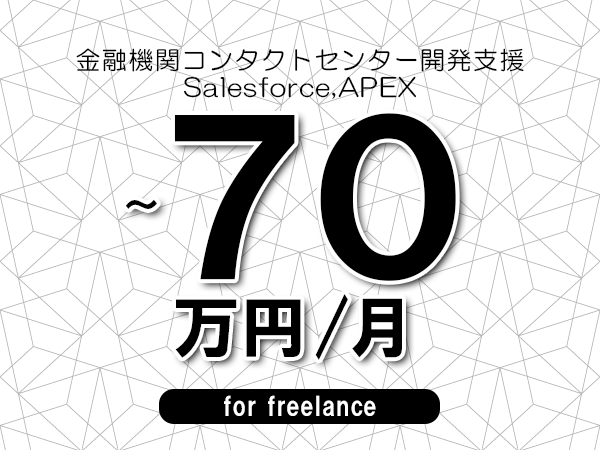 【60～70万円／フリーランス】＜Salesforce,APEX/金融機関コンタクトセンター開発支援＞◆完全週休2日制　◆年間休日120日以上　◆出張費用別途支給