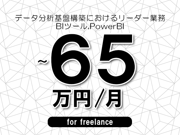 【55～65万円／フリーランス】＜BIツール,PowerBI/データ分析基盤構築におけるリーダー業務＞◆完全週休2日制　◆年間休日120日以上　◆出張費用別途支給