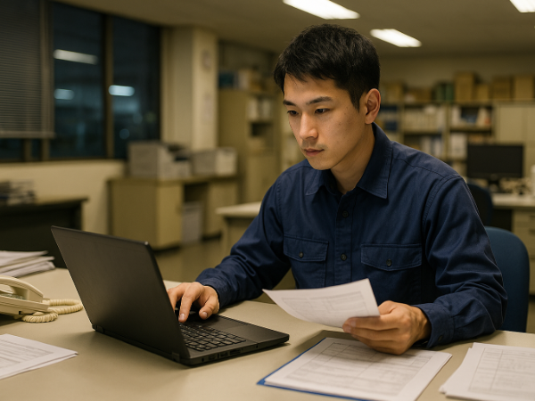 夜間に落ち着いて働ける物流センター事務