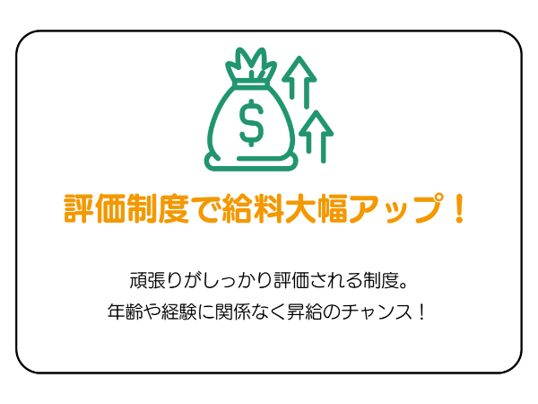 当社で働く魅力 その② 評価制度で給料大幅アップ!!