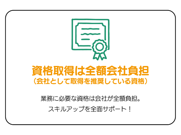 当社で働く魅力 その④ 資格取得会社負担(会社として取得を推奨している資格)