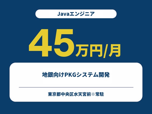 ★【~45万円/フリーランス】≪Javaエンジニア≫地銀向けPKGシステム開発※30～50代活躍中!!