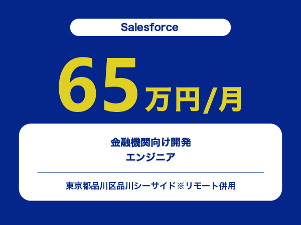 ★【~65万円/フリーランス】≪Salesforceエンジニア≫金融機関向け開発※30～50代活躍中!!