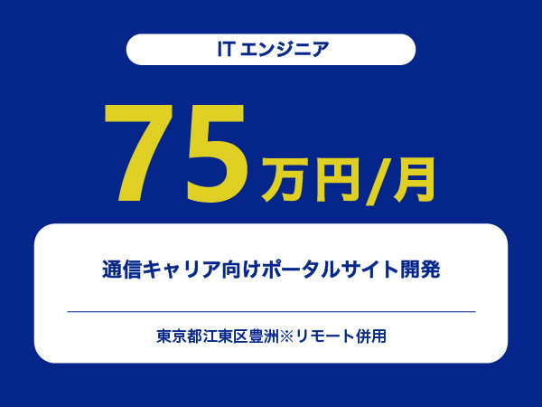 ★【~75万円/フリーランス】≪ITエンジニア≫通信キャリア向けポータルサイト開発※30～50代活躍中!!