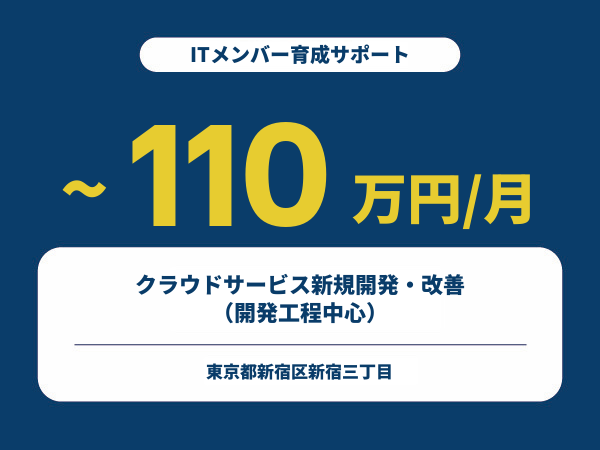 ★【~110万円/フリーランス】≪ITメンバー育成サポート≫クラウドサービス新規開発・改善（開発工程中心）※30～50代活躍中!!