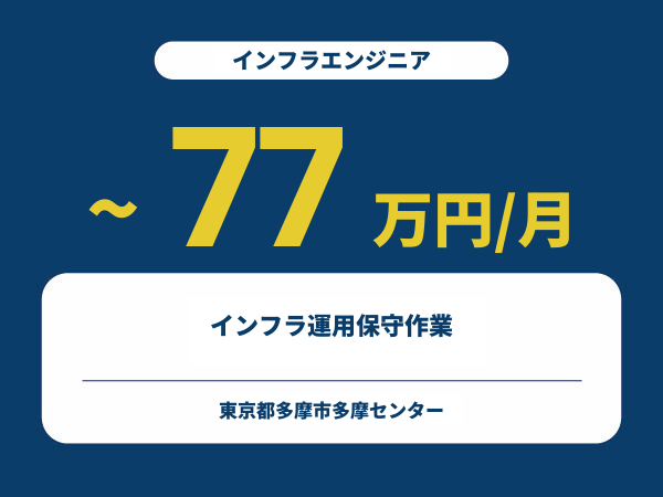 ★【~77万円/フリーランス】≪インフラエンジニア≫インフラ運用保守作業※30～50代活躍中!!