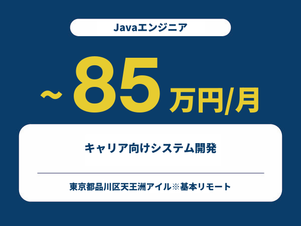 ★【~85万円/フリーランス】≪Javaエンジニア≫キャリア向けシステム開発※30～50代活躍中!!