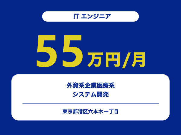 ★【~55万円/フリーランス】≪ITエンジニア≫外資系企業医療系システム開発※30～50代活躍中!!