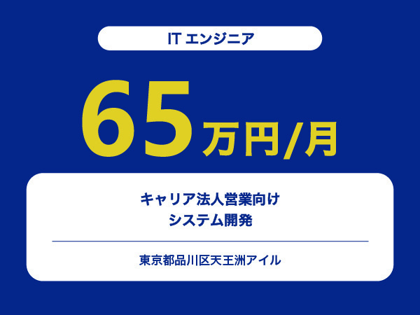 ★【~65万円/フリーランス】≪ITエンジニア≫キャリア法人営業向けシステム開発※30～50代活躍中!!