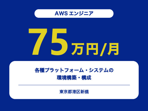 ★【~75万円/フリーランス】≪AWSエンジニア≫各種プラットフォーム・システムの環境構築・構成※30～50代活躍中!!