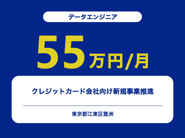 ★【~55万円/フリーランス】≪データエンジニア≫クレジットカード会社向け新規事業推進※30～50代活躍中!!
