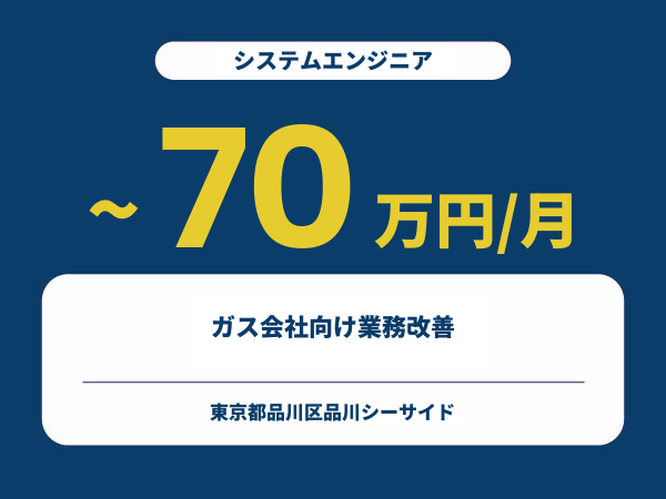 ★【~70万円/フリーランス】≪システムエンジニア≫ガス会社向け業務改善※30～50代活躍中!!