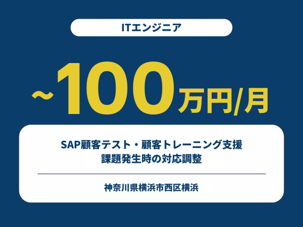 ★【~100万円/フリーランス】≪ITエンジニア≫SAP顧客テスト・顧客トレーニング支援・課題発生時の対応調整※30～50代活躍中!!