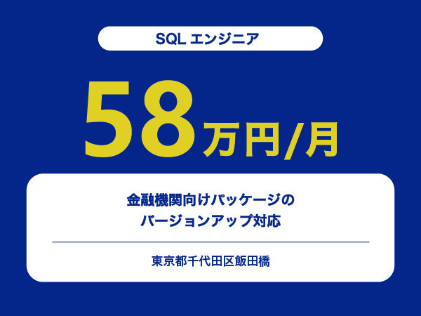★【~58万円/フリーランス】≪SQLエンジニア≫金融機関向けパッケージのバージョンアップ対応※30～50代活躍中!!