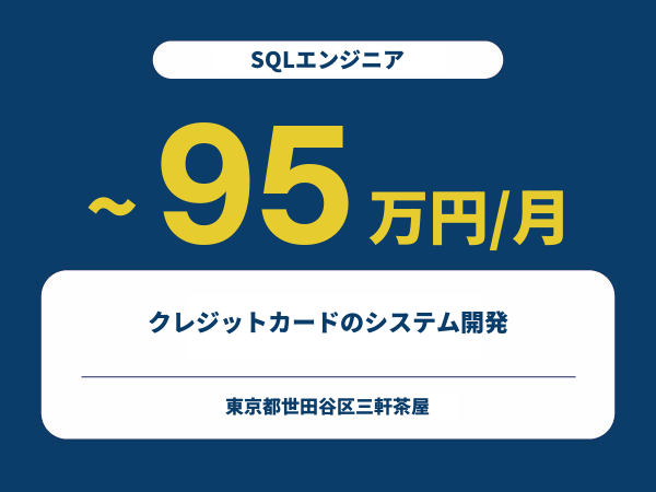 ★【~95万円/フリーランス】≪SQLエンジニア≫クレジットカードのシステム開発※30～50代活躍中!!