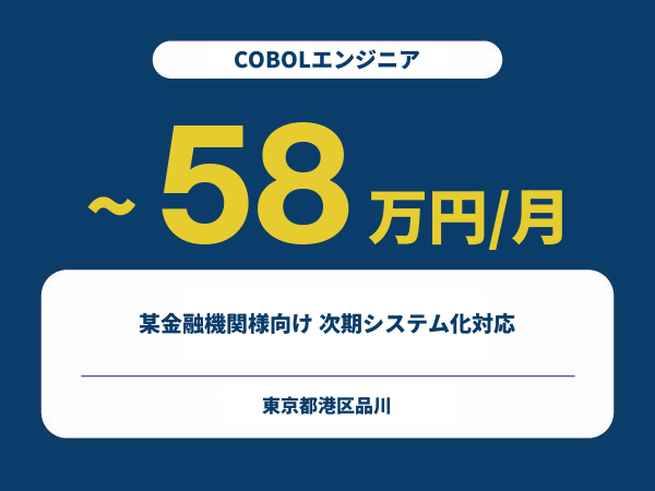 ★【~58万円/フリーランス】≪COBOLエンジニア≫某金融機関様向け 次期システム化対応※30～50代活躍中!!