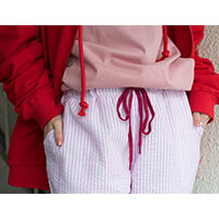 CHIHIRO YASUDA | ストライプテーパードパンツ(pink)