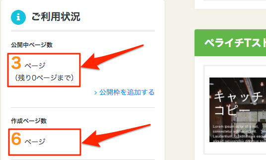 作成ページ数と公開ページ数