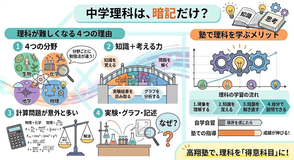 【ついに開講！】高翔塾に中学理科が登場！理科は本当に暗記だけで大丈夫？