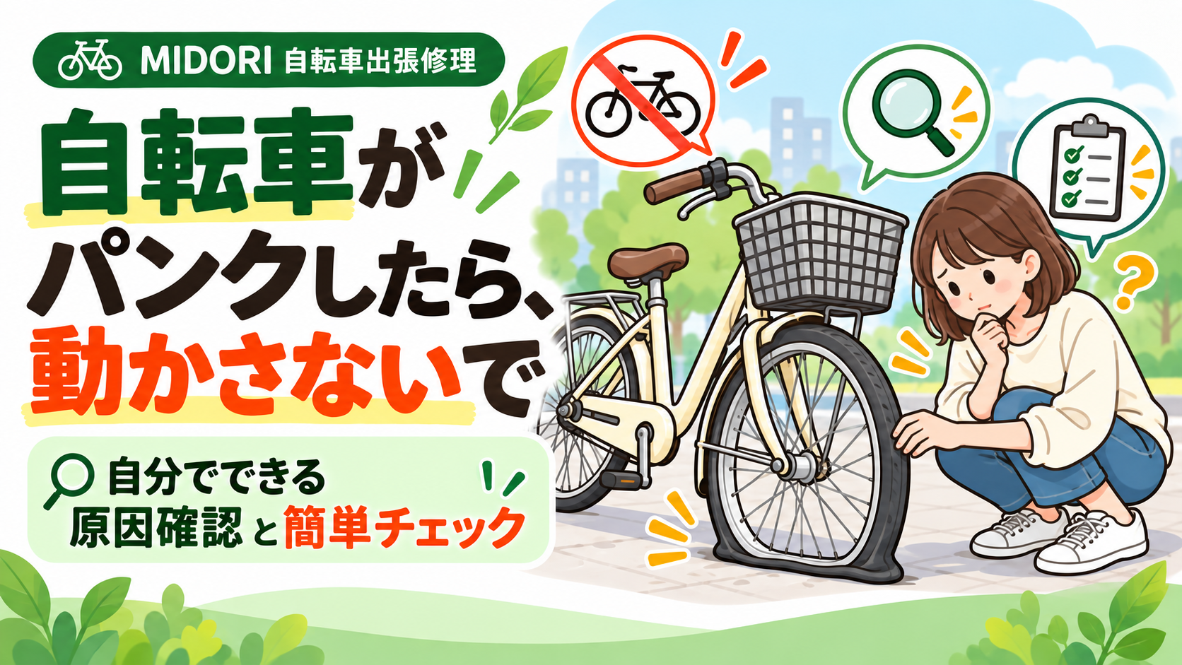 自転車がパンクしたら動かさないで！乗り続けるとどうなる？自分でできる原因の確認方法も解説