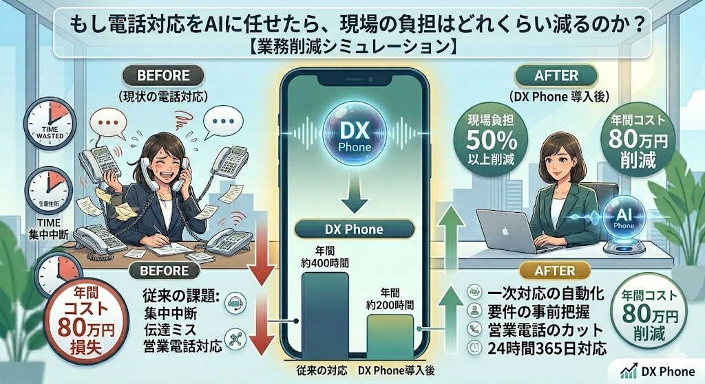 もし電話対応をAIに任せたら、現場の負担はどれくらい減るのか？【業務削減シミュレーション】
