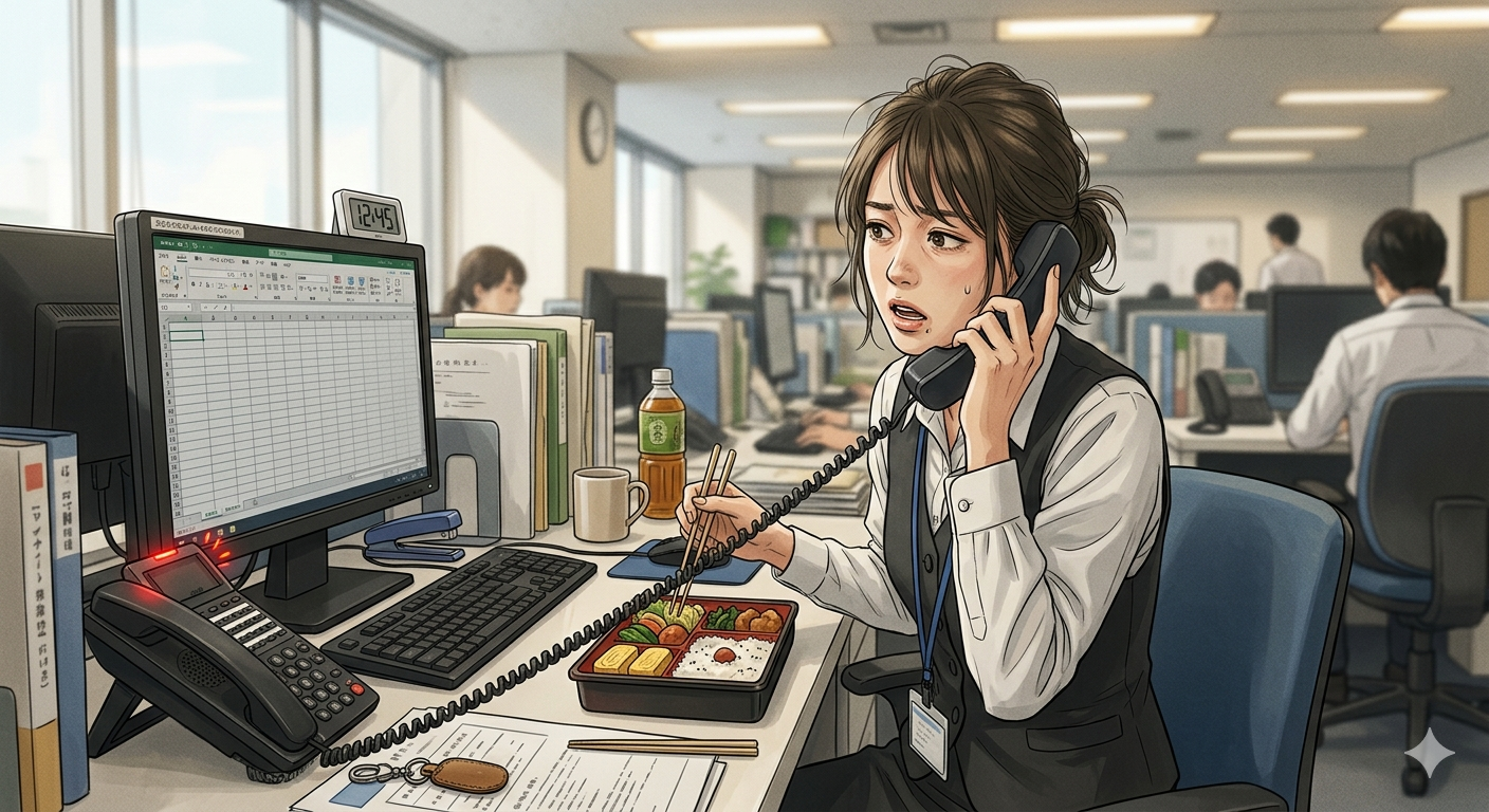 「またか…」ご飯を急いで飲み込む毎日にサヨナラ。お昼休みの電話ストレスを無くす方法