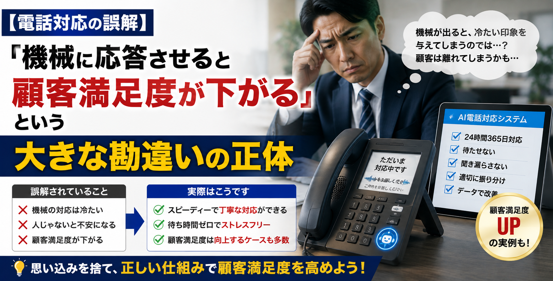 【電話対応の誤解】「機械に応答させると顧客満足度が下がる」という大きな勘違いの正体