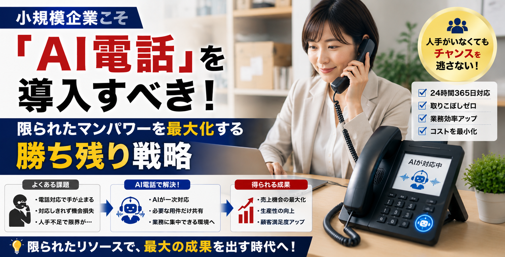 小規模企業こそ「AI電話」を導入すべき！限られたマンパワーを最大化する勝ち残り戦略