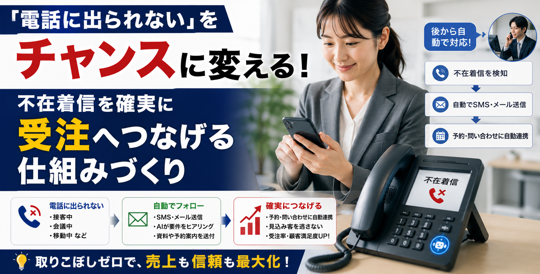 「電話に出られない」をチャンスに変える！不在着信を確実に受注へつなげる仕組みづくり