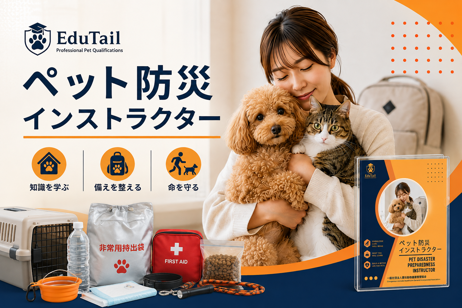 ペット防災インストラクター｜犬猫の災害対策・避難を自宅で学べるペット資格
