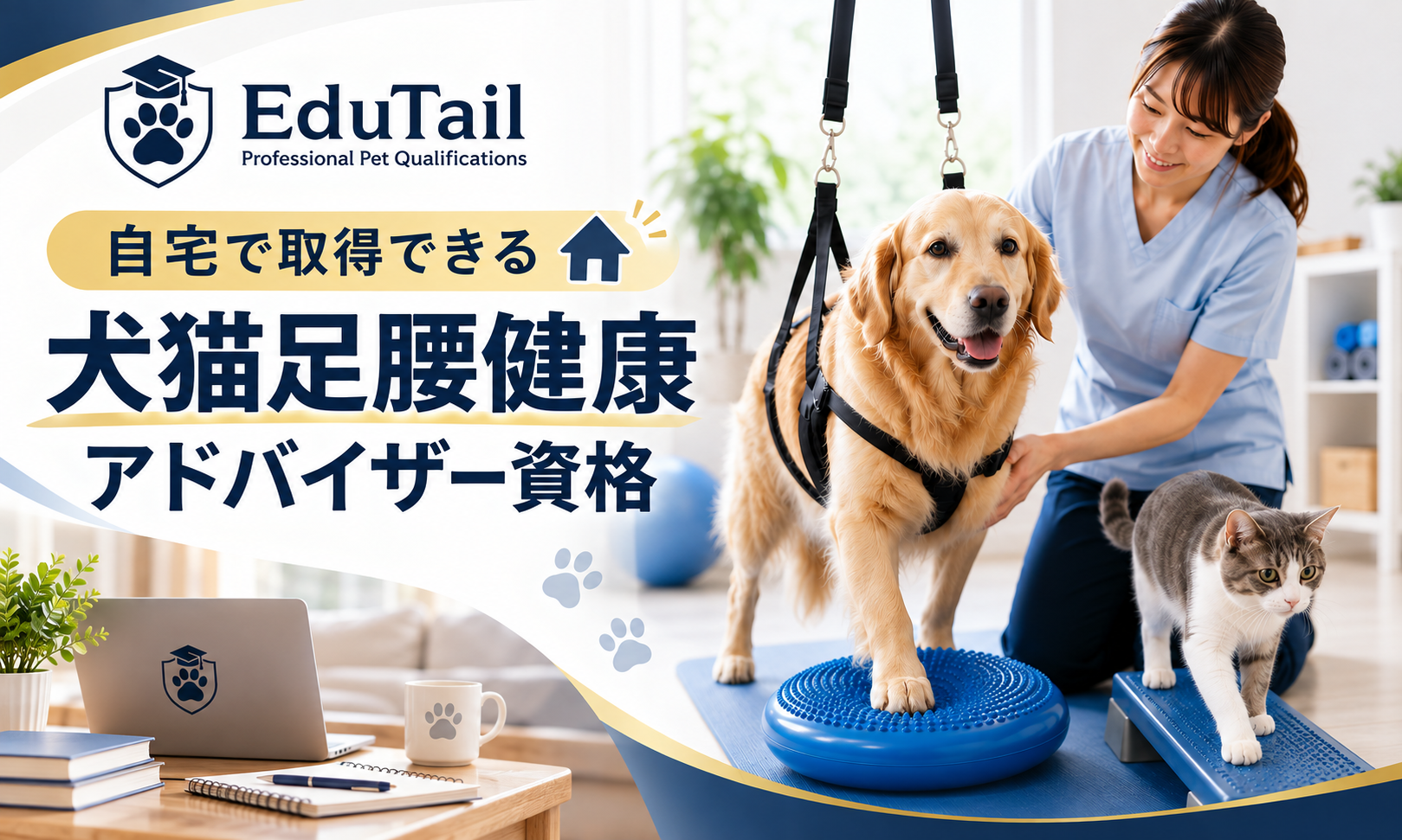 犬猫足腰健康アドバイザー｜犬猫の関節・歩行・シニア期の自宅リハビリを学べる資格