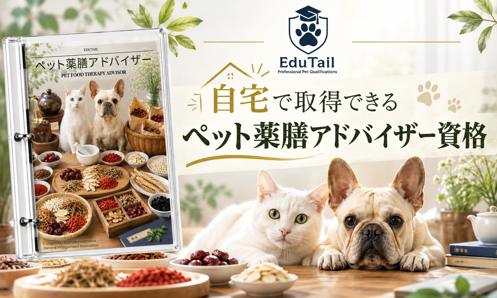 ペット薬膳アドバイザー｜犬猫の体質・陰陽・気血水・薬膳の基本を自宅で学べる資格