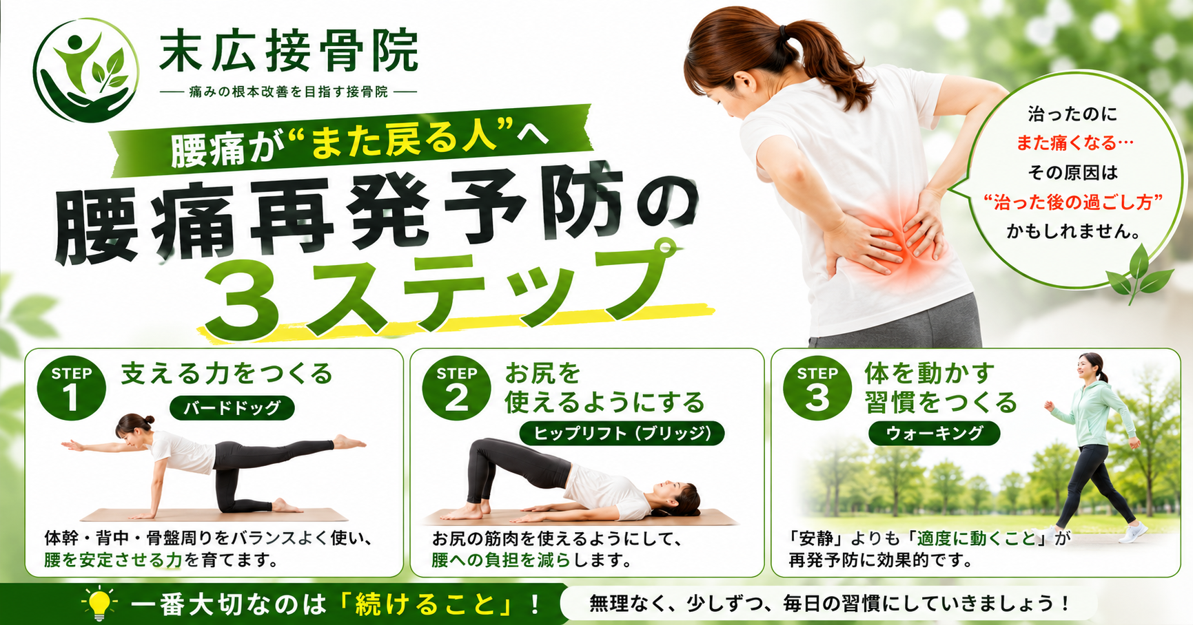腰痛再発予防の「3ステップ」
