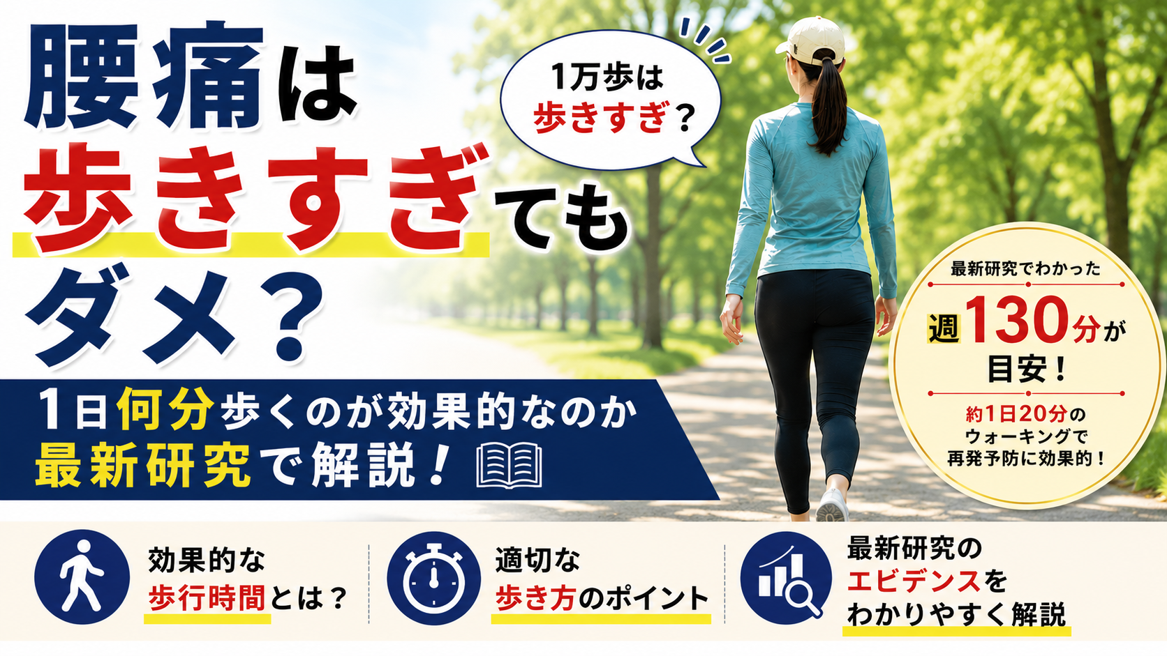 腰痛は歩きすぎてもダメ？1日何分歩くのが効果的なのか最新研究で解説
