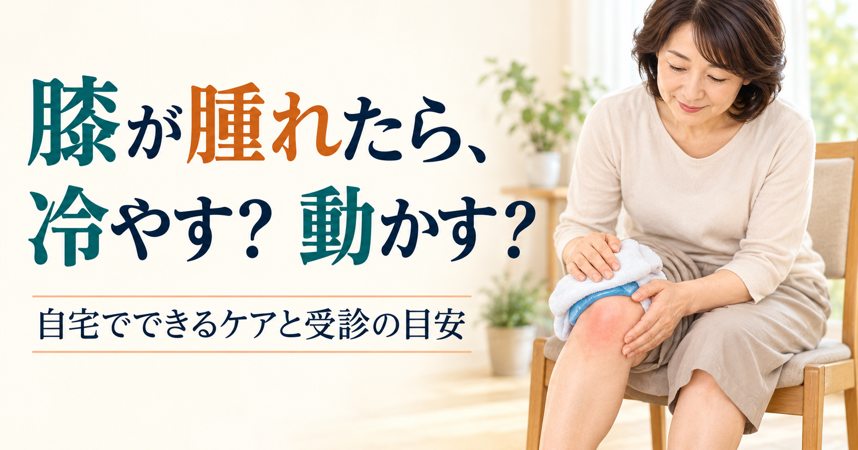 膝が腫れたら、冷やす?動かす?自宅でできるケアと受診の目安