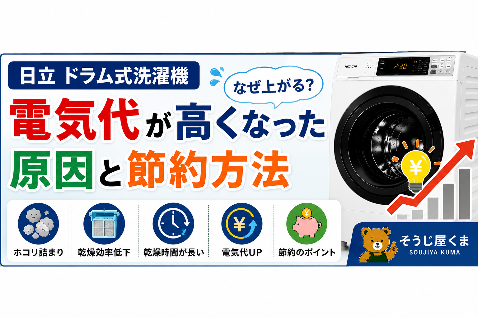 日立 ドラム式洗濯機 電気代が高くなった原因と節約方法