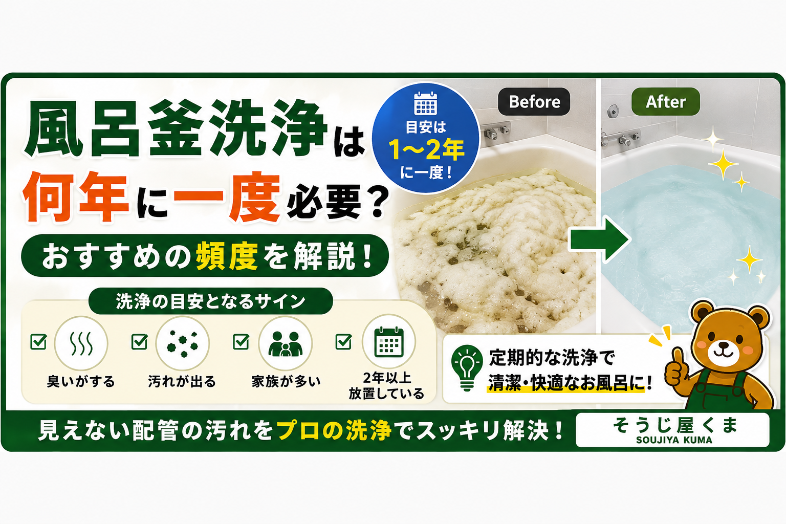 風呂釜洗浄は何年に一度必要？おすすめの頻度を解説