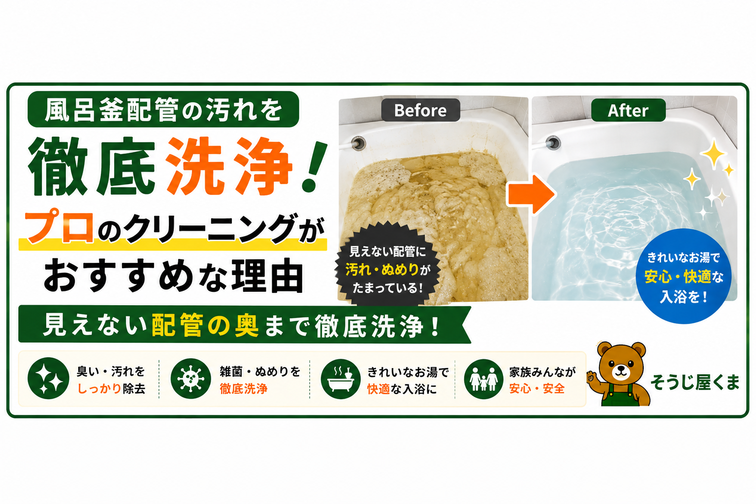 風呂釜配管の汚れを徹底洗浄!プロのクリーニングがおすすめな理由
