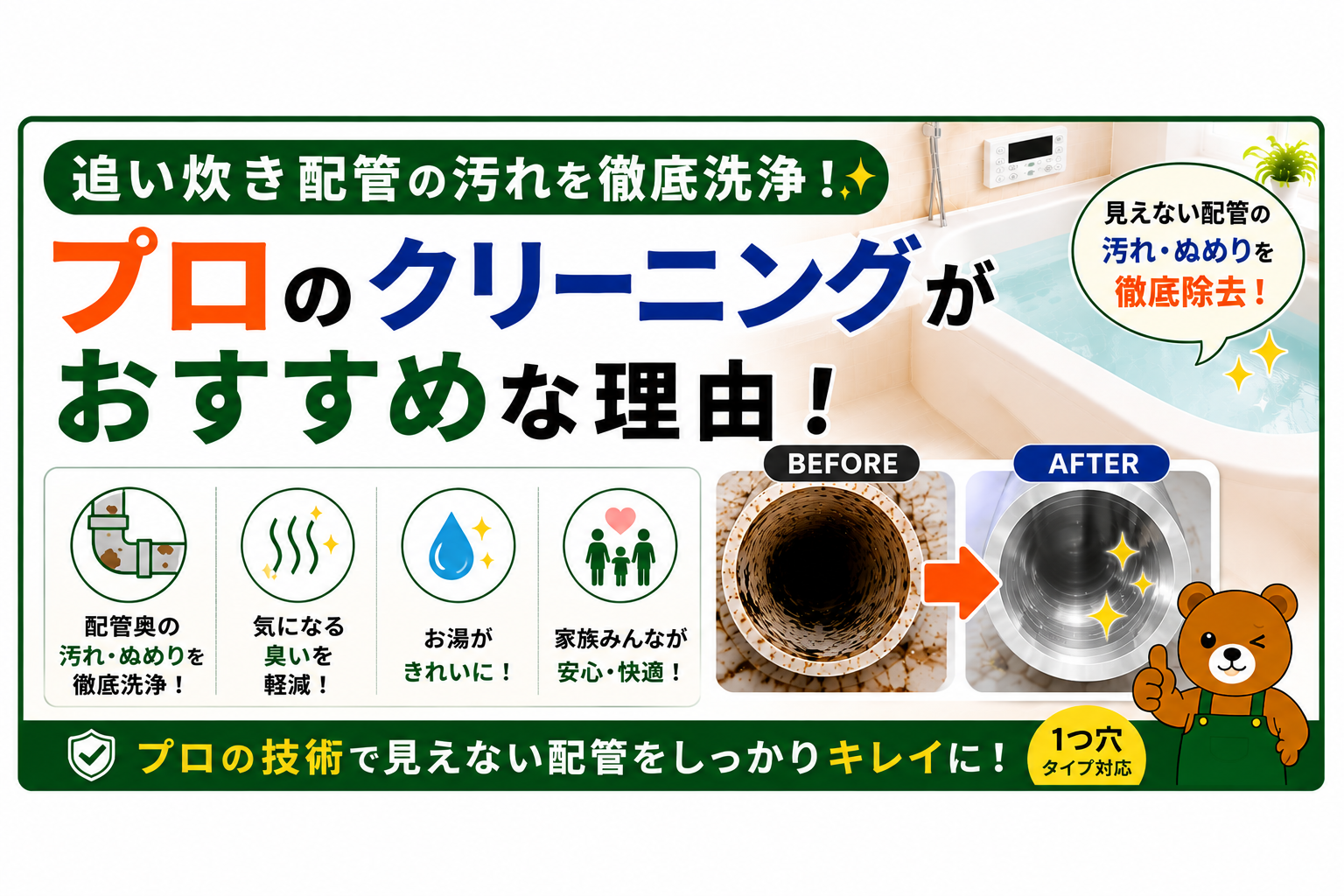 追い炊き配管の汚れを徹底洗浄!プロのクリーニングがおすすめな理由